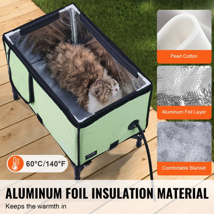 JUYI U8-M - Insulated Heated Cat House with Temperature Control and Windproof Stakes
