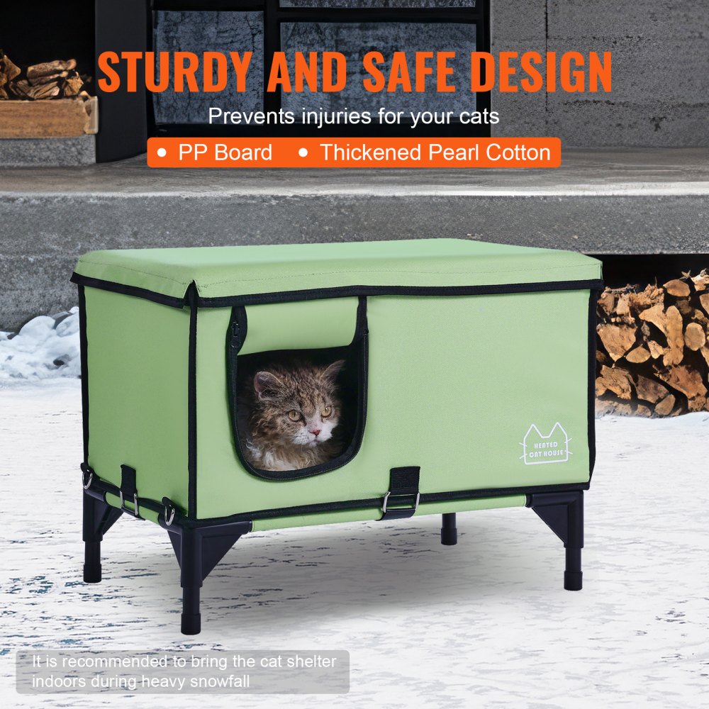 JUYI U8-M - Insulated Heated Cat House with Temperature Control and Windproof Stakes