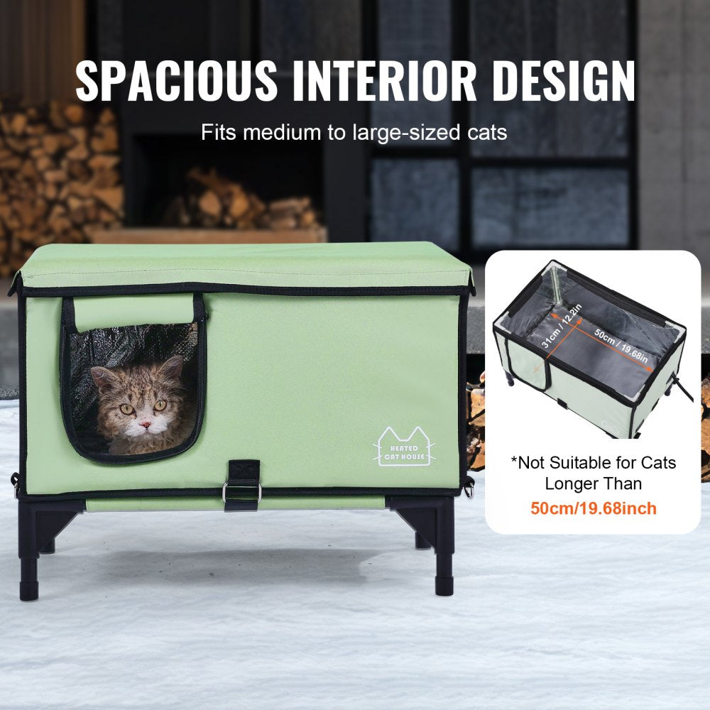JUYI U8-M - Insulated Heated Cat House with Temperature Control and Windproof Stakes