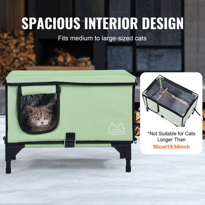 JUYI U8-M - Insulated Heated Cat House with Temperature Control and Windproof Stakes