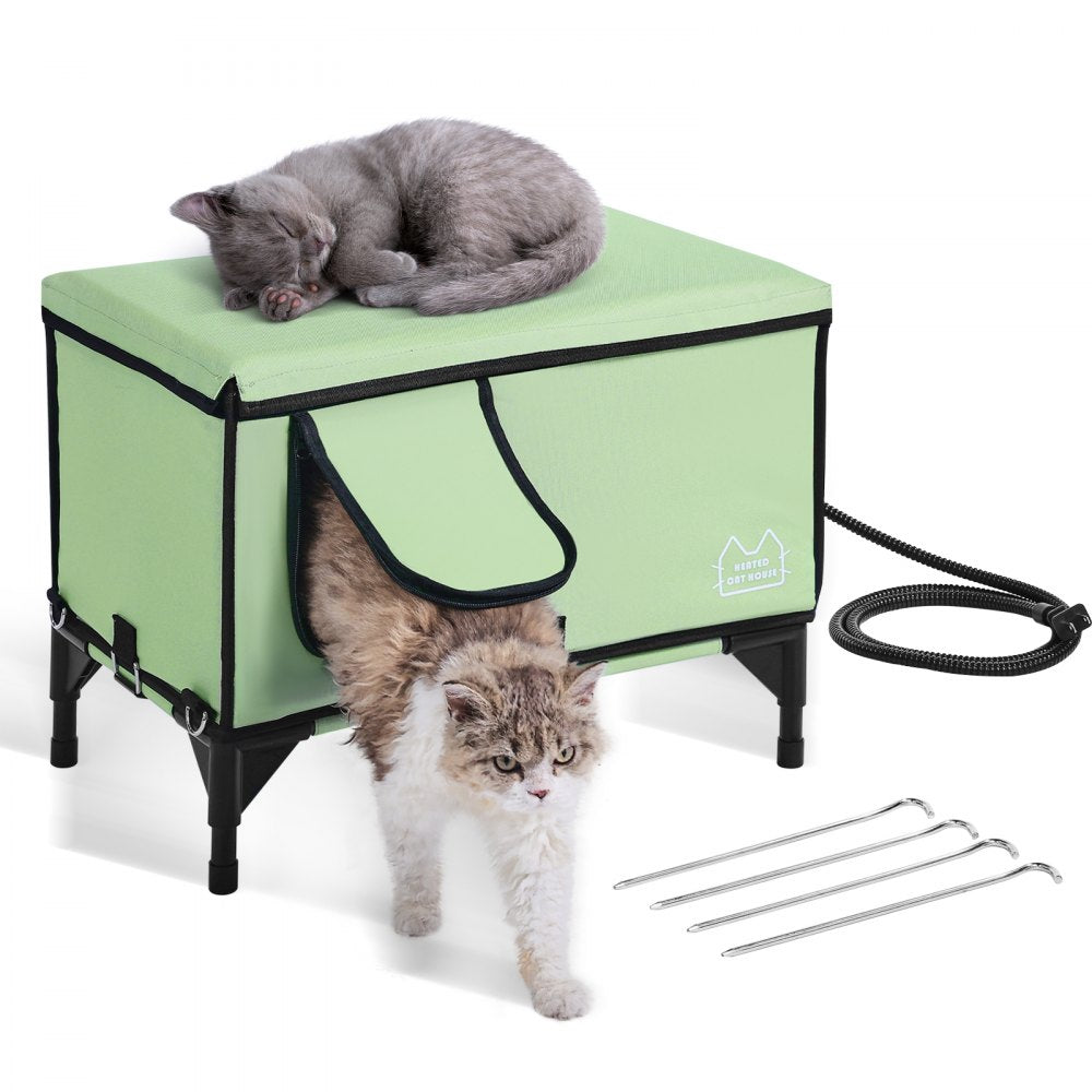 JUYI U8-M - Insulated Heated Cat House with Temperature Control and Windproof Stakes