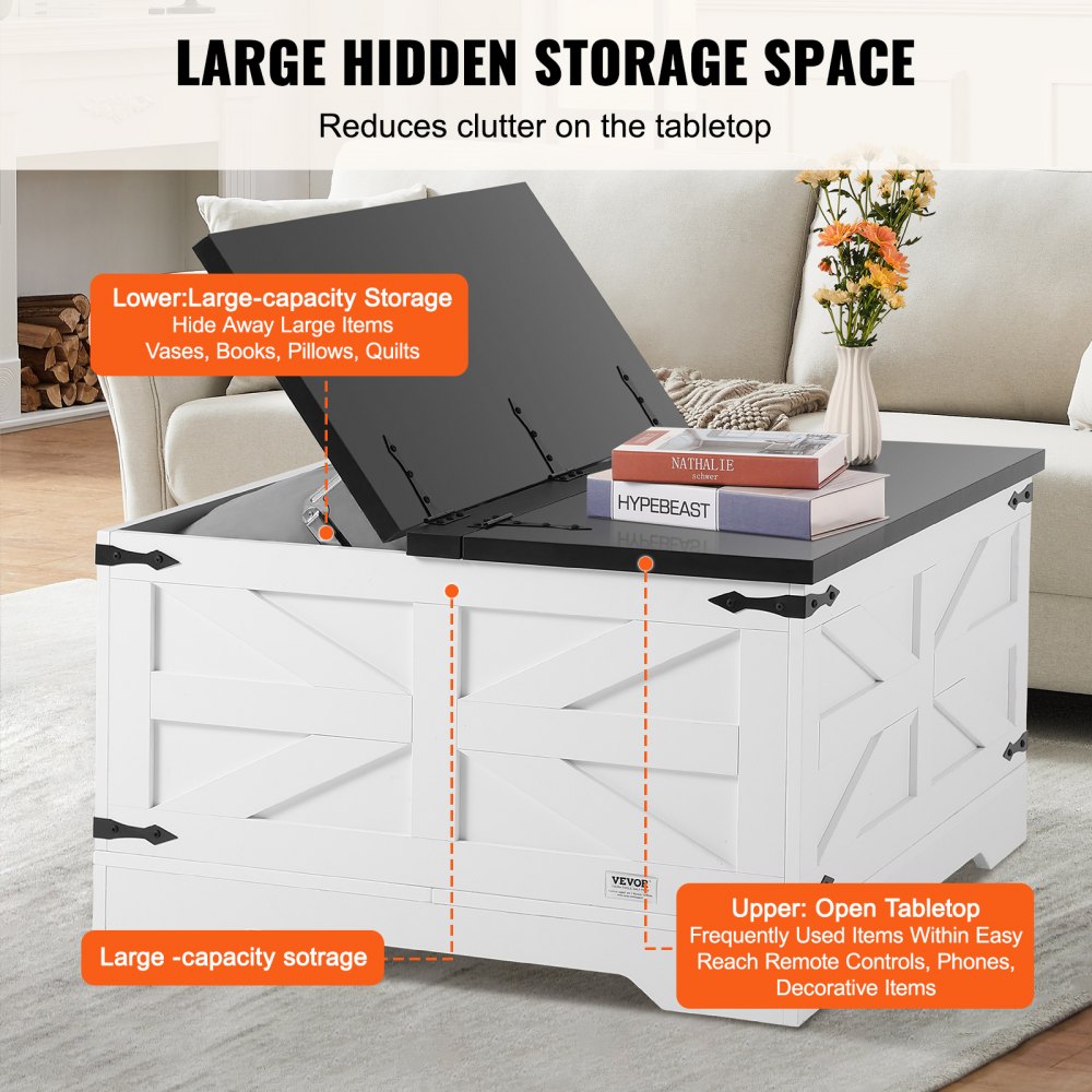 KLLT-03 - 31.5" Modern Flip-Top Coffee Table with Storage Solutions