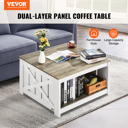 KLLT-01 - 31.5" Flip-Top Farmhouse Coffee Table with Storage