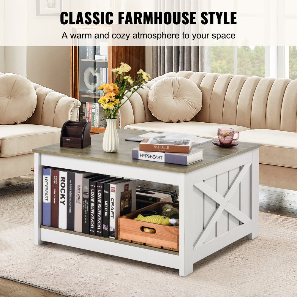 KLLT-01 - 31.5" Flip-Top Farmhouse Coffee Table with Storage