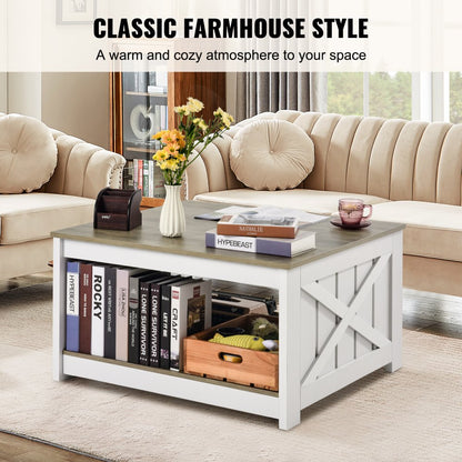 KLLT-01 - 31.5" Flip-Top Farmhouse Coffee Table with Storage
