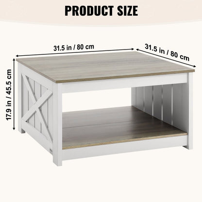 KLLT-01 - 31.5" Flip-Top Farmhouse Coffee Table with Storage