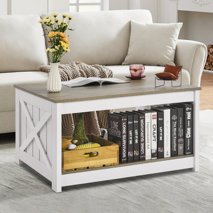 KLLT-01 - 31.5" Flip-Top Farmhouse Coffee Table with Storage