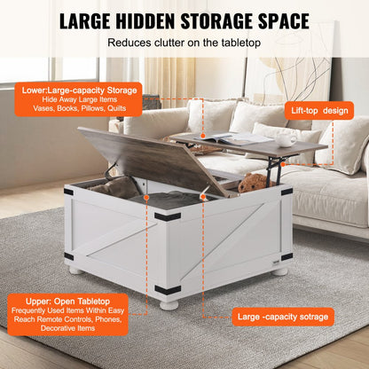 KLLT-02 - Rustic Lift-Top Coffee Table with Hidden Storage