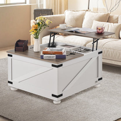 KLLT-02 - Rustic Lift-Top Coffee Table with Hidden Storage