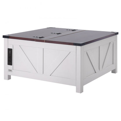KLLT-04 - 36" Lift-Top Farmhouse Coffee Table with USB Ports and Storage