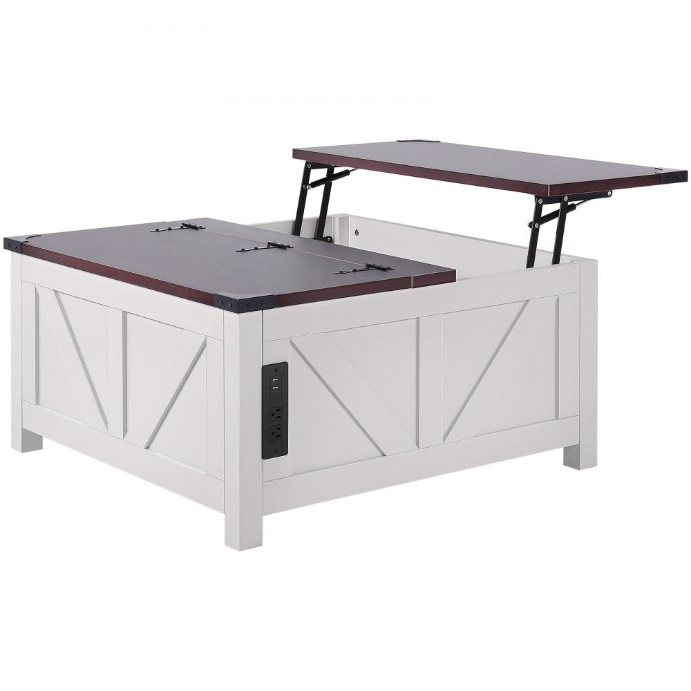KLLT-04 - 36" Lift-Top Farmhouse Coffee Table with USB Ports and Storage