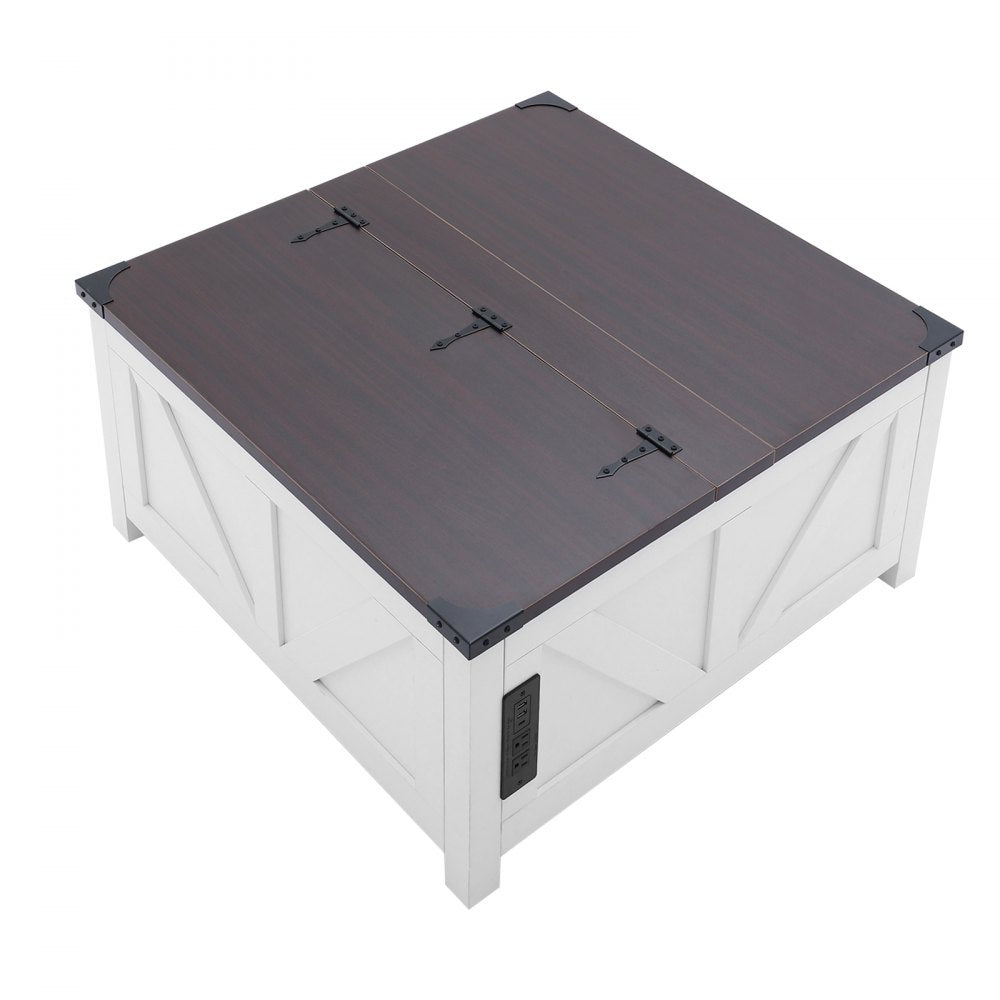 KLLT-04 - 36" Lift-Top Farmhouse Coffee Table with USB Ports and Storage