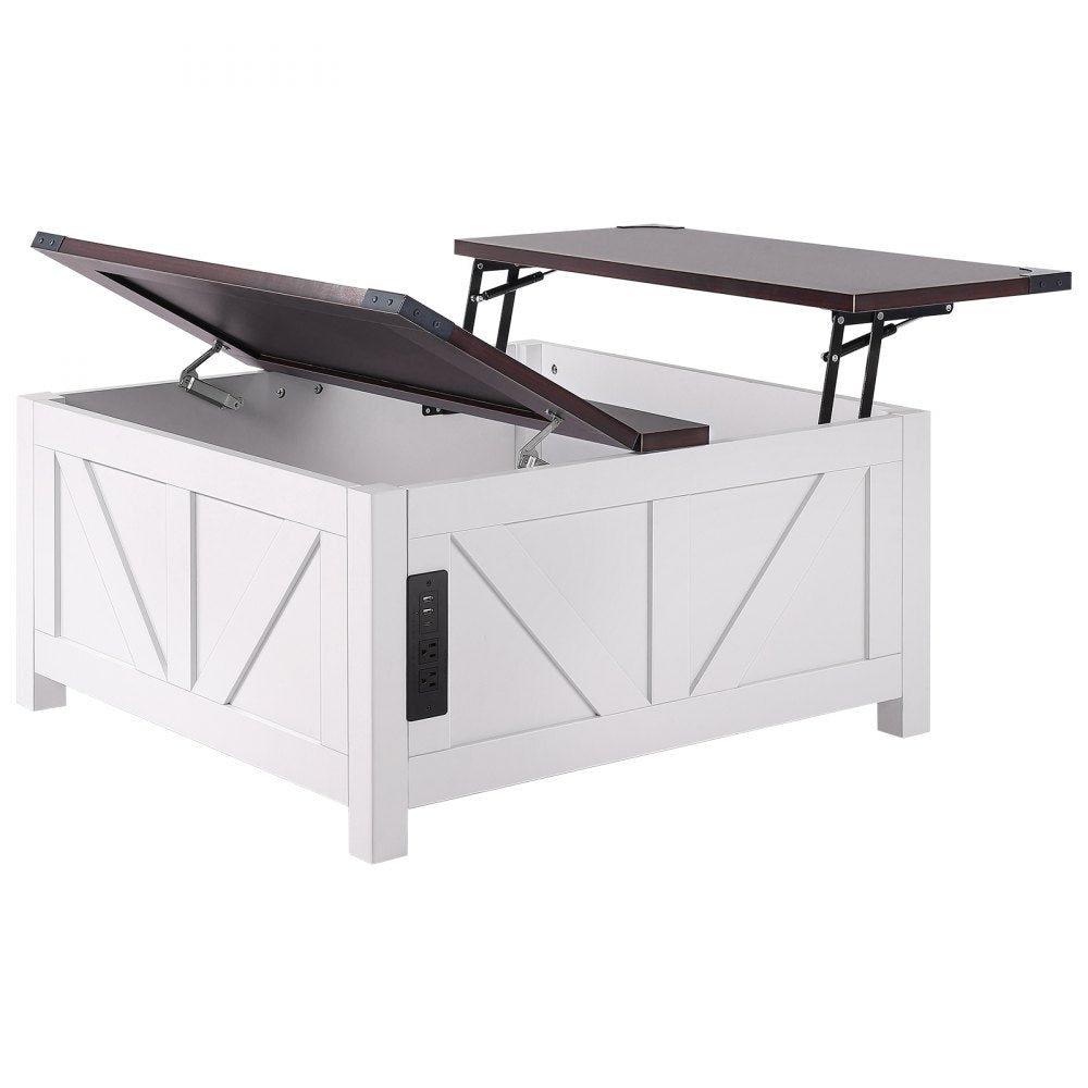 KLLT-04 - 36" Lift-Top Farmhouse Coffee Table with USB Ports and Storage
