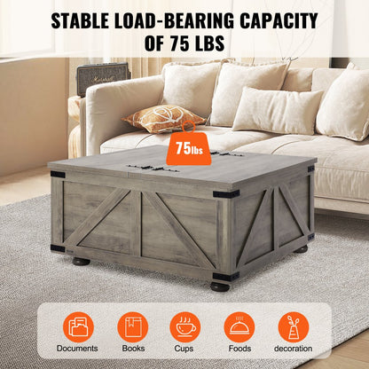 KLLT-06 - 36" VEVOR Flip-Top Coffee Table with Storage and Style