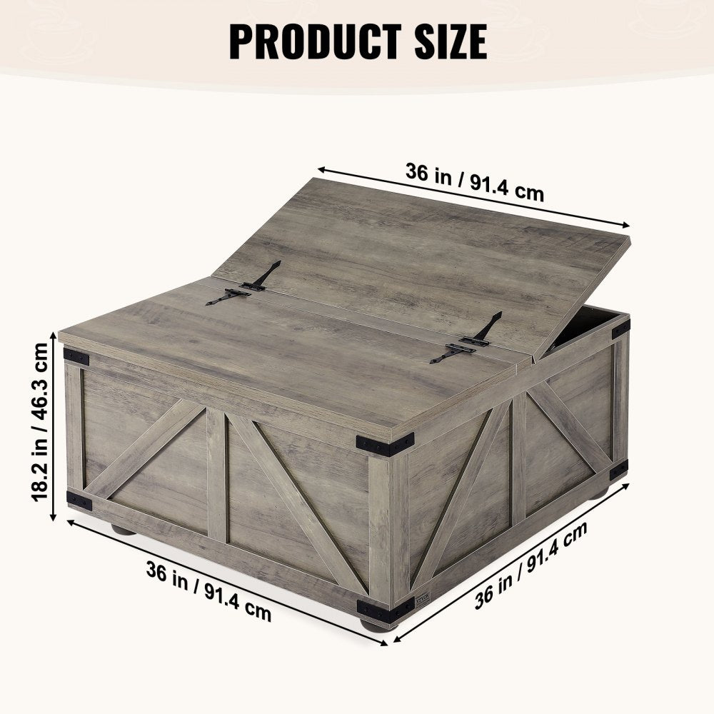 KLLT-06 - 36" VEVOR Flip-Top Coffee Table with Storage and Style