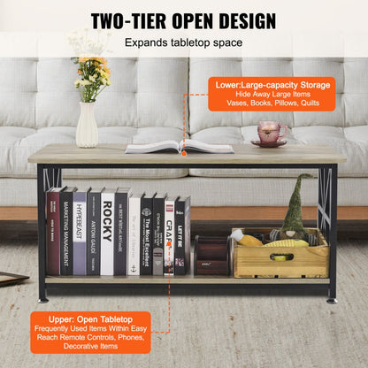 KLLT-07 - 40" Flip-Top Farmhouse Coffee Table with Ample Storage