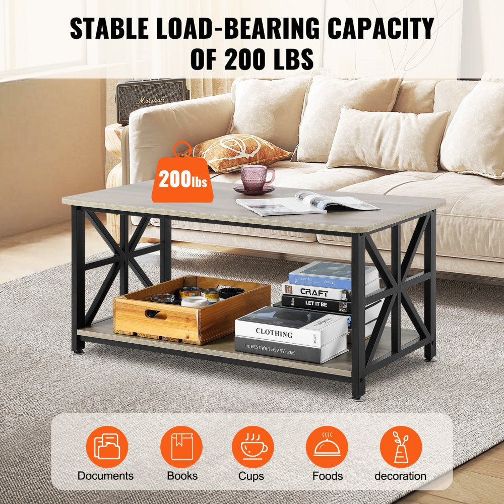 KLLT-07 - 40" Flip-Top Farmhouse Coffee Table with Ample Storage