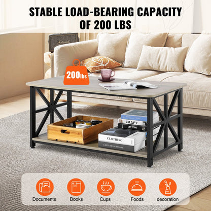 KLLT-07 - 40" Flip-Top Farmhouse Coffee Table with Ample Storage