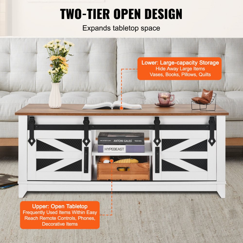 KLLT-08 - 48" Lift-Top Farmhouse Coffee Table with Storage