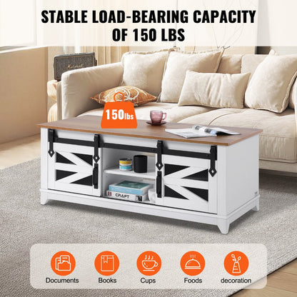 KLLT-08 - 48" Lift-Top Farmhouse Coffee Table with Storage