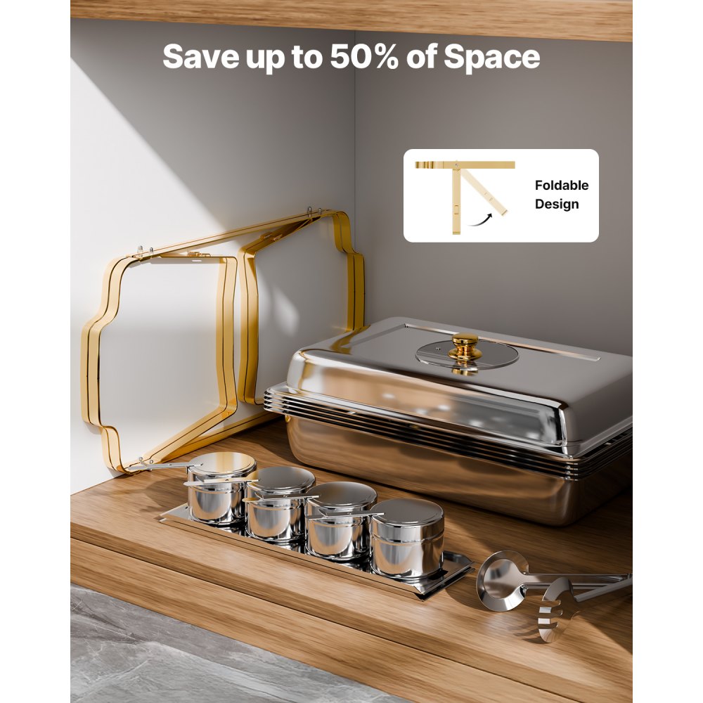 HZ-433B - 4 Qt Gold Stainless Steel Chafing Dish Set for Events