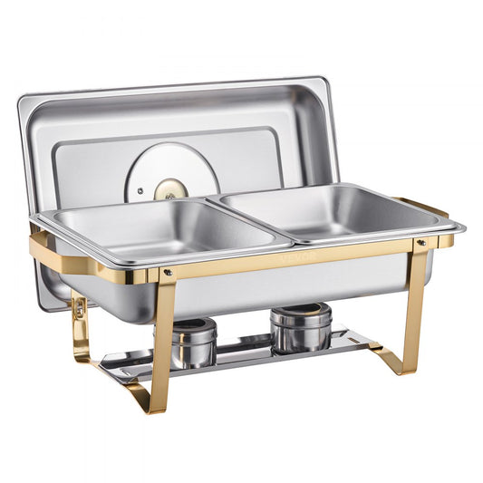 HZ-433B - 4 Qt Gold Stainless Steel Chafing Dish Set for Events