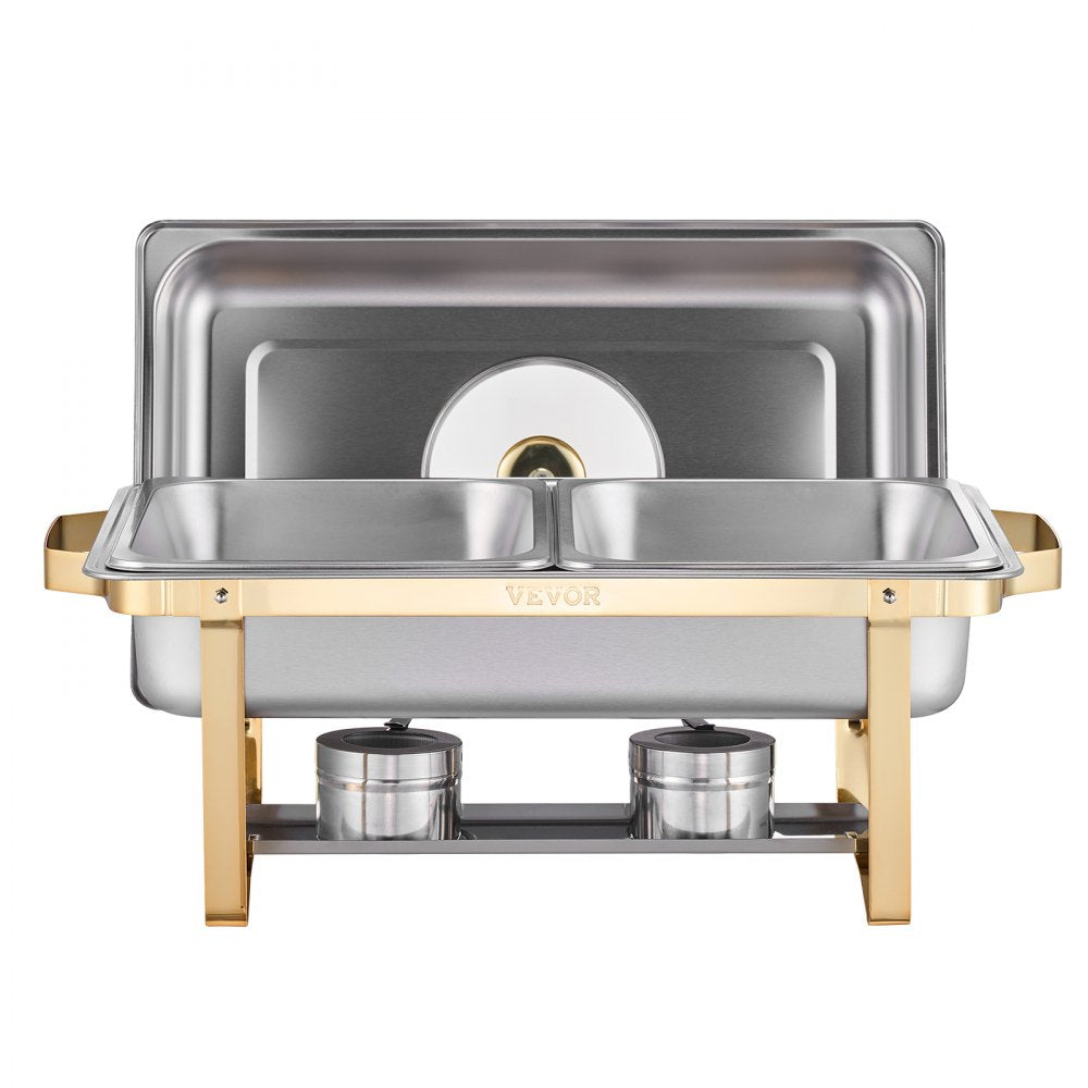 HZ-433B - 4 Qt Gold Stainless Steel Chafing Dish Set for Events