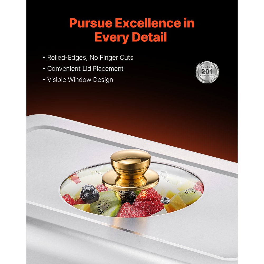 HZ-433B - 8QT Stainless Steel Chafing Dish Set with Luxurious Gold Finish