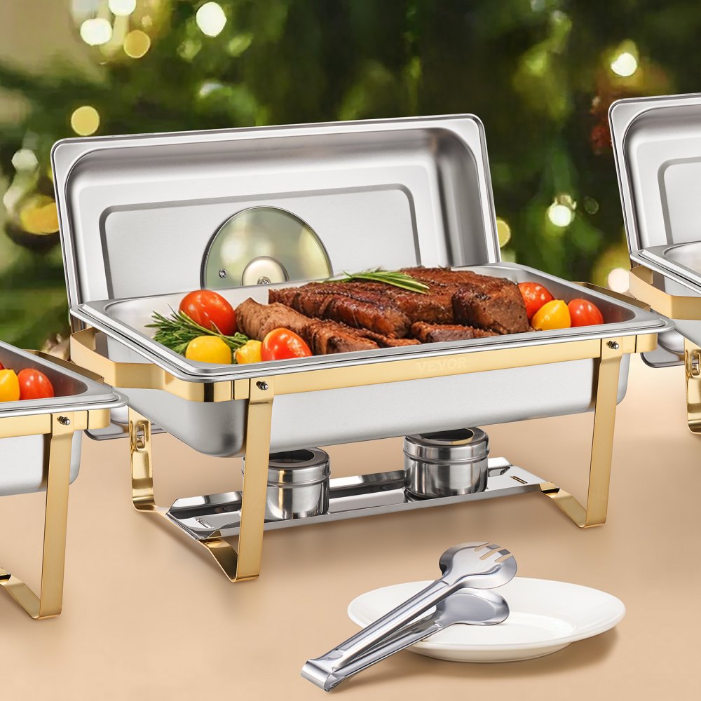 HZ-433B - 8QT Stainless Steel Chafing Dish Set with Luxurious Gold Finish