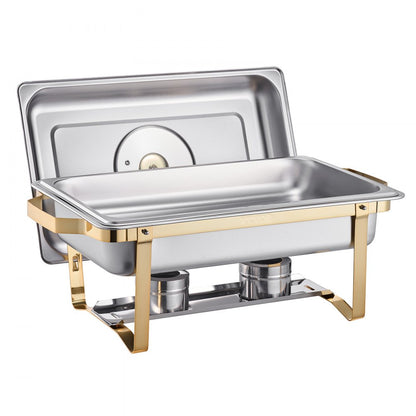 HZ-433B - 8QT Stainless Steel Chafing Dish Set with Luxurious Gold Finish