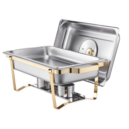 HZ-433B - 8QT Stainless Steel Chafing Dish Set with Luxurious Gold Finish