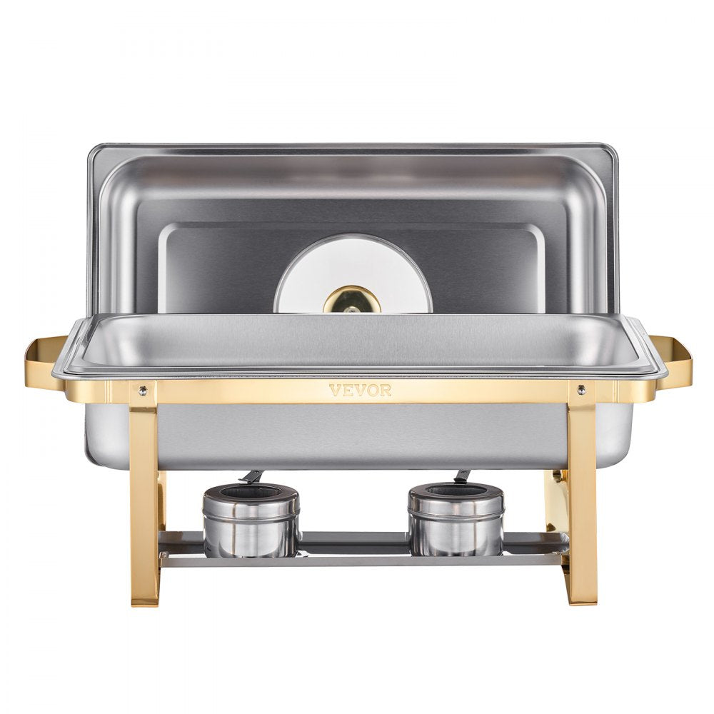HZ-433B - 8QT Stainless Steel Chafing Dish Set with Luxurious Gold Finish