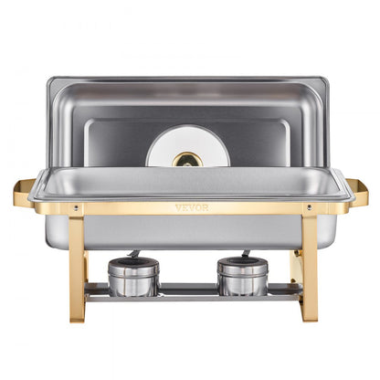 HZ-433B - 8QT Stainless Steel Chafing Dish Set with Luxurious Gold Finish