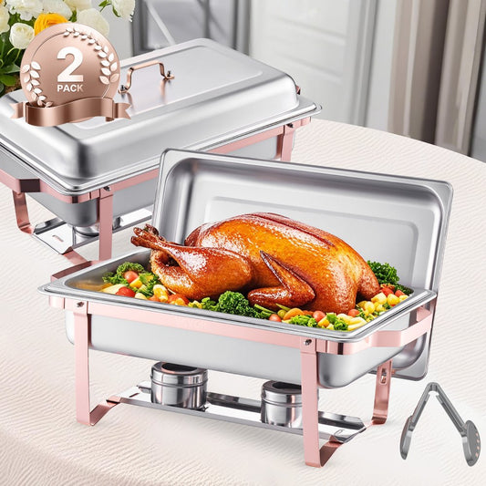 HZ-433 - 8QT Rose Gold Stainless Steel Chafing Dish Set for 8 People