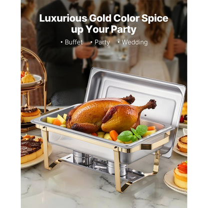 HZ-433 - Premium 8 Qt Gold Chafing Dish Set for 8 People