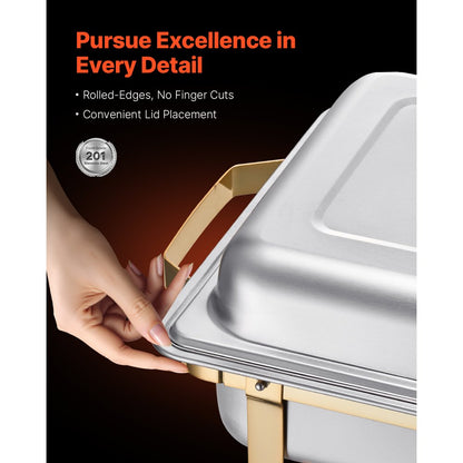 HZ-433 - Premium 8 Qt Gold Chafing Dish Set for 8 People