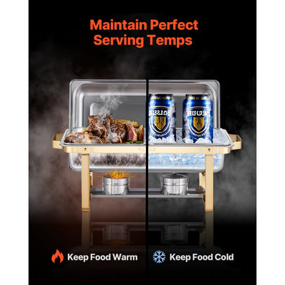 HZ-433 - Premium 8 Qt Gold Chafing Dish Set for 8 People