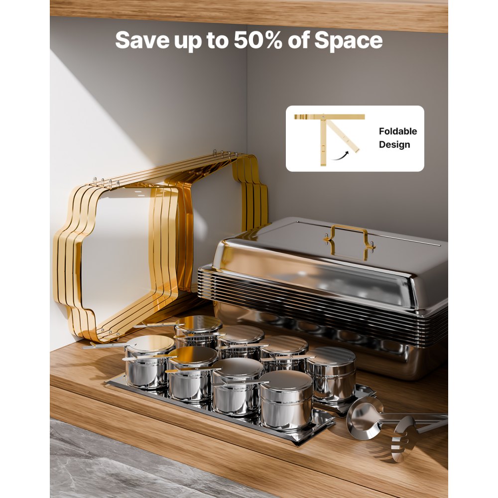 HZ-433 - Premium 8 Qt Gold Chafing Dish Set for 8 People