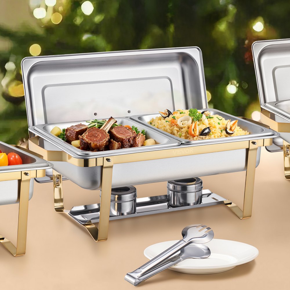 HZ-433 - Premium 8 Qt Gold Chafing Dish Set for 8 People