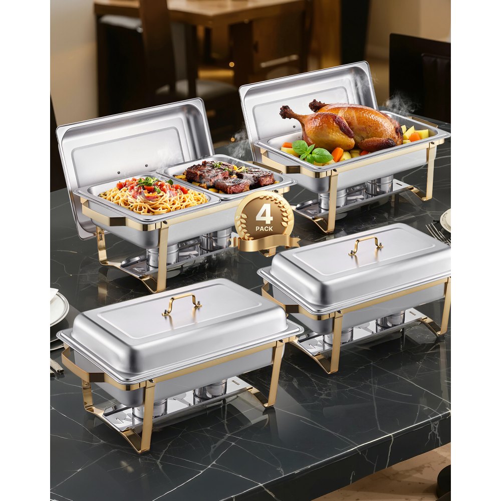 HZ-433 - Premium 8 Qt Gold Chafing Dish Set for 8 People