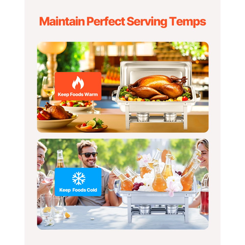 HZ-433 - 8 Qt Stainless Steel Chafing Dish Set for 8 People