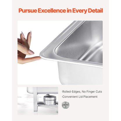 HZ-433 - Elegant 8Qt Stainless Steel Chafing Dish Set for Events