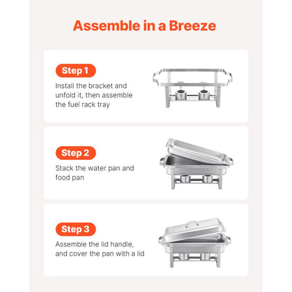 HZ-433 - Elegant 8Qt Stainless Steel Chafing Dish Set for Events