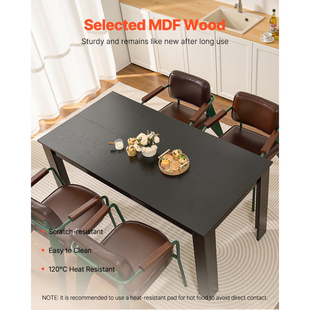 SR245370 - Durable 63in MDF Dining Table for 4-6, Elegant & Functional