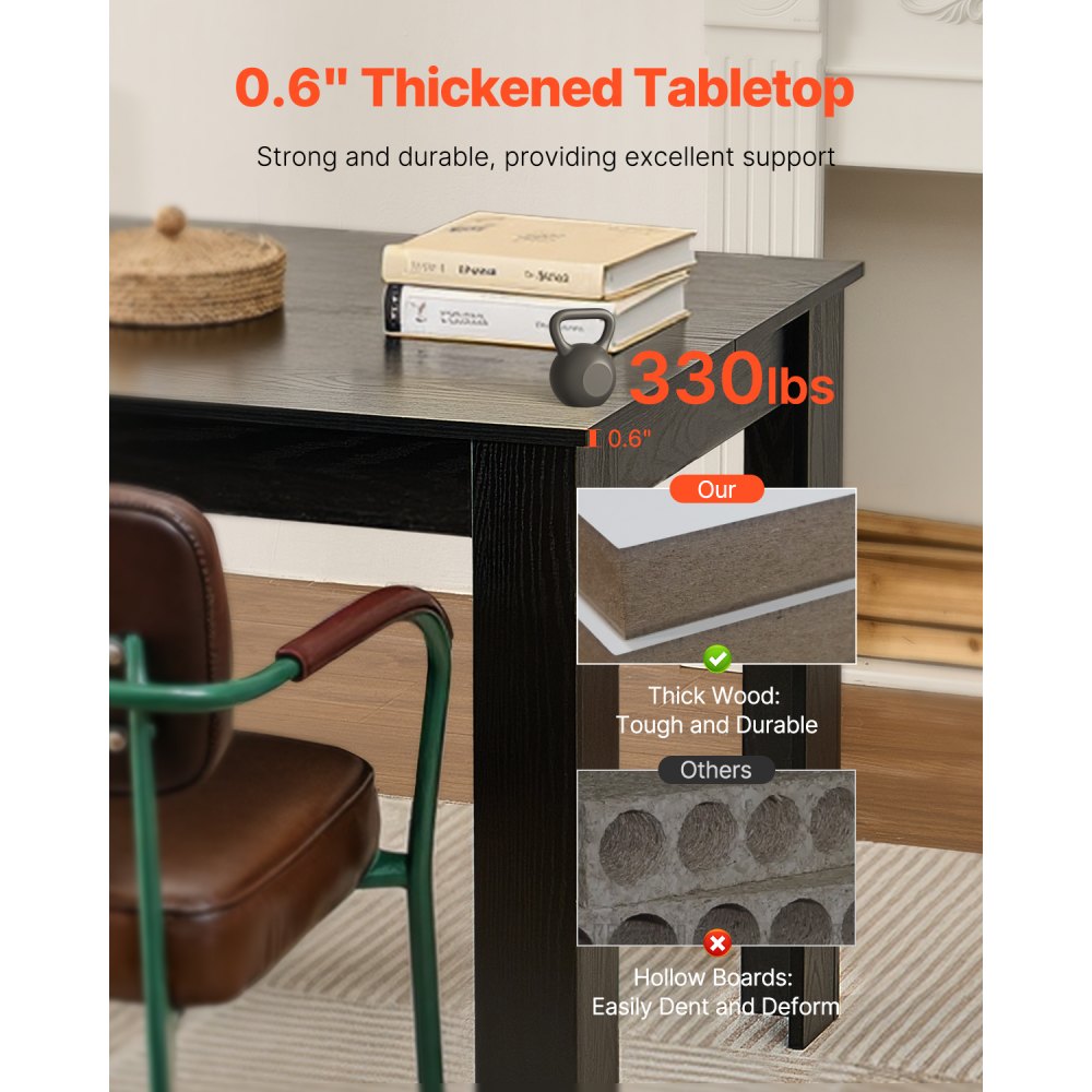SR245370 - Durable 63in MDF Dining Table for 4-6, Elegant & Functional