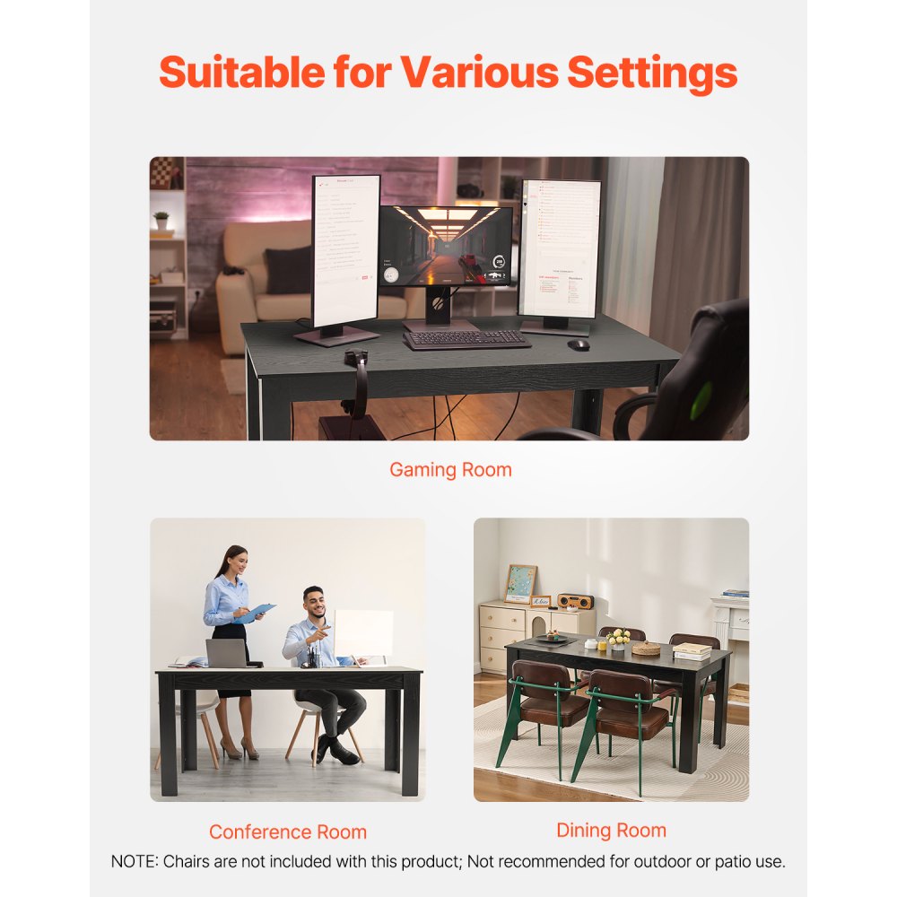 SR245370 - Durable 63in MDF Dining Table for 4-6, Elegant & Functional