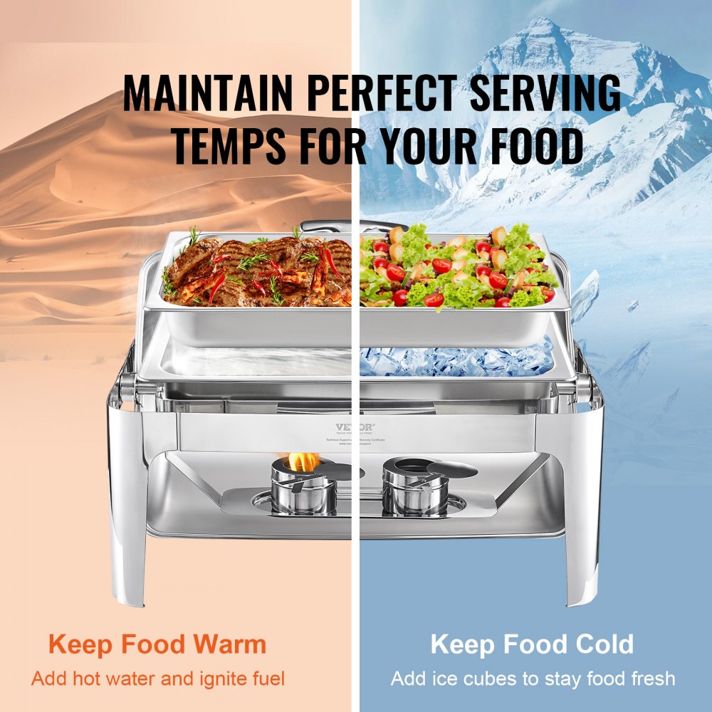 DT-C1104 - 9-Quart Stainless Steel Roll-Top Chafing Dish for Buffets