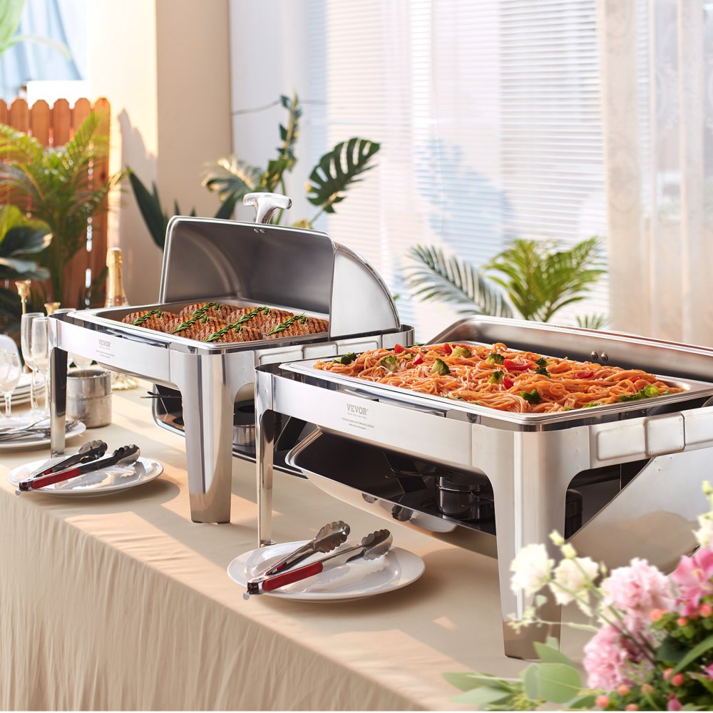 DT-C1104 - 9-Quart Stainless Steel Roll-Top Chafing Dish for Buffets