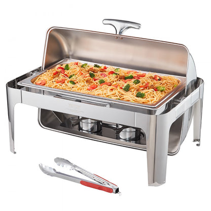 DT-C1104 - 9-Quart Stainless Steel Roll-Top Chafing Dish for Buffets