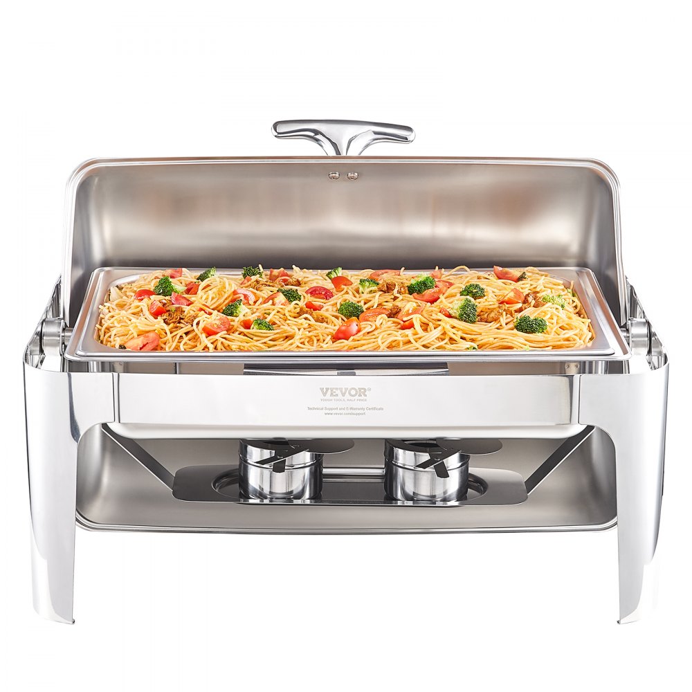 DT-C1104 - 9-Quart Stainless Steel Roll-Top Chafing Dish for Buffets
